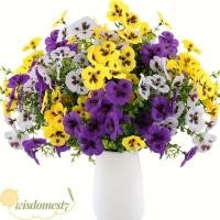 ราคา WISDOM ดอกแพนซี่เทียม, ดอกจําลองผ้าไหม 37 ซม., สมจริง 3 หัว ดอกแพนซี่ก้านดอกไม้ตาราง Centerpiece (45765766105)
