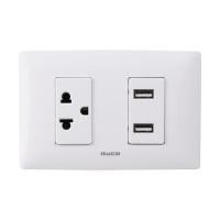 ราคา Haco ชุดเต้ารับ 3 ขา +เต้ารับ USB 1 ช่อง 2 เต้าเสียบ รุ่น AP-E1USB