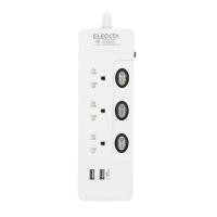 Elektra รางปลั๊กไฟ 3 ช่อง 3 สวิตช์ 2 USB ยาว 1 เมตร รุ่น ET332U1M-CL