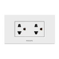 ราคา ชุดเต้ารับคู่ 3 ขากลม PHILIPS LEAF สีขาว (1145319)