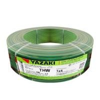 ราคา สายไฟ THW IEC01 YAZAKI 1X4 ตร.มม. 100 ม. สีเขียวคาดเหลือง (1152718)