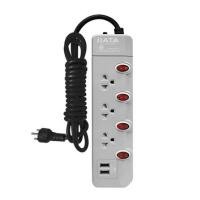 ราคา รางปลั๊กไฟ 3 ช่อง 4 สวิตช์ 2 USB DATA HMW4236 3 ม. สีเทา (1165937)