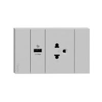 ราคา ชุดเต้ารับเดี่ยว 3 ขา + USB 1 ช่อง SCHNEIDER A70426USB_UST_GY สีเทา (1177102)