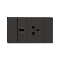 ราคา ชุดเต้ารับเดี่ยว 3 ขา + USB 1 ช่อง SCHNEIDER A70426USB_UST_BK สีดำ (1177191)