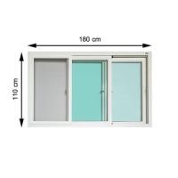 ราคา หน้าต่างบานเลื่อน UPVC S-F-S มุ้ง VILANN SLIM-PLUS 180X110 ซม. สีขาว (1189874)