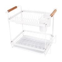 ราคา ชั้นคว่ำจาน 2 ชั้น พร้อมถาดรองน้ำและด้ามจับไม้ KECH MODISH สีขาว (1194852)