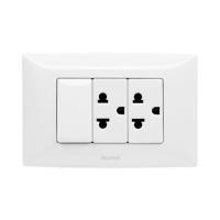 ราคา ชุดเต้ารับคู่ 3 ขา + สวิตซ์ 1 ทาง HACO AP-E21 สีขาว (1197539)