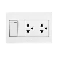 ราคา ชุดเต้ารับคู่ 2 ช่อง 1 สวิตซ์ HACO M4N-E21 สีขาว (1199199)