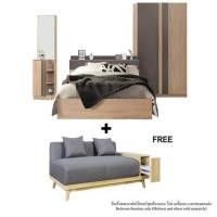 ราคา KONCEPT TOUCHI ชุดห้องนอน 6 ฟุต พร้อมโซฟาลิ้นชักขวา 140 ซม. สี SOLID OAK