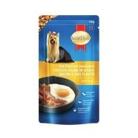 ราคา อาหารเปียกสุนัข SMARTHEART ADULT รสเนื้อไก่ชิ้นน้ำเกรวี่เบคอนและไข่ 120 ก. (1213211)