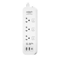 ราคา รางปลั๊กไฟ 3 ช่อง 3 สวิตช์ 3 USB ANITECH 3 เมตร สีขาว (1214351)