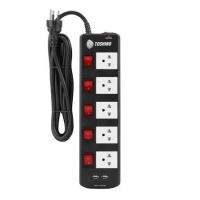 ราคา รางปลั๊กไฟ 5 ช่อง 5 สวิตซ์ 2 USB TOSHINO TIS515USB 5 ม. สีดำ (1232318)