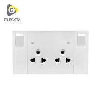 ราคา ชุดเต้ารับคู่ 3 ขา มีสวิตช์คุม ELECKTA VERVE สีขาว (1242630)