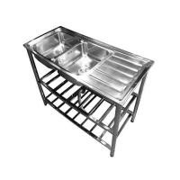 ราคา ซิงค์ขาตั้ง 2 หลุม 1 ที่พัก LINEA AJ 2B1D สีเงิน (1243537)