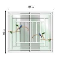 ราคา หน้าต่างบานเลื่อน อะลูมิเนียม S-S เหล็กดัด มุ้ง LYNN ลาย LOVEBIRD 120X110 ซม. สีขาว (1255084)
