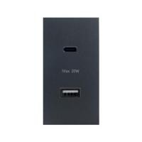 ราคา เต้ารับ USB 1 ช่อง TYPE C 1 ช่อง SIMON SIM52S-12CS-GR7 สีเทาเข้ม (1275588)