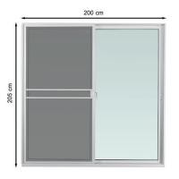 ราคา ประตูบานเลื่อน อะลูมิเนียม S-S มุ้ง AZLE PLUS 200X205 ซม. สีขาว (1271631)