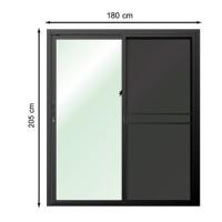 ราคา ประตูบานเลื่อน อะลูมิเนียม S-S มุ้ง LYNN OK 180X205 ซม. สีดำ (1269485)