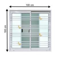 ราคา หน้าต่างบานเลื่อน อะลูมิเนียม มุ้ง เหล็กดัด MHOLARN ลายผีเสื้อทอง 100X100 ซม. หนา 8.5 ซม. สีขาว (1265879)