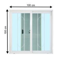 ราคา หน้าต่างบานเลื่อน อะลูมิเนียม มุ้ง เหล็กดัด MHOLARN ลายทองหยอด 100X100 ซม. หนา 8.5 ซม. สีขาว (1265925)