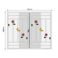 ราคา หน้าต่างบานเลื่อน อะลูมิเนียม มุ้ง เหล็กดัด MHOLARN ลายดอกไม้ผีเสื้อ 100X100 ซม. หนา 8.5 ซม. สีขาว (1266298)