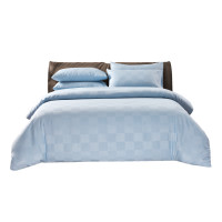 ราคา ชุดผ้าปูที่นอน 5 ฟุต 7 ชิ้น ibed ลายตาราง Milky Blue พร้อมผ้านวมถอดซัก (888113200145)