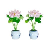 ราคา ชุดแจกันดอกบัวหลวงสีขาวชมพู Tippimaan งานแฮนด์เมดดอกบัวดินญี่ปุ่นปั้น 1คู่/ชุด (888141600016)