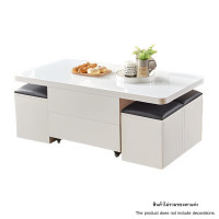 ราคา [Pre-order] โต๊ะกลางมัลติฟังก์ชันพับได้ 3in1 พร้อมเก้าอี้สตูล 4ตัว PROMA-CTB-11 สีขาว (888126000158)