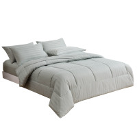 ราคา ชุดผ้าปูที่นอน 5 ฟุต 6 ชิ้น ibed ลายริ้ว Silver Gray พร้อมผ้านวมเย็บติด (888113200110)