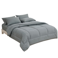 ราคา ชุดผ้าปูที่นอน 5 ฟุต 6 ชิ้น ibed ลายริ้ว Midnight Gray พร้อมผ้านวมเย็บติด (888113200116)