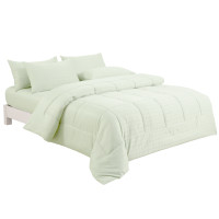 ราคา ชุดผ้าปูที่นอน 5 ฟุต 6 ชิ้น ibed ลายสี่เหลี่ยม Light Green พร้อมผ้านวมเย็บติด (888113200131)