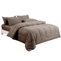 ราคา ชุดผ้าปูที่นอน 5 ฟุต 6 ชิ้น ibed ลายสี่เหลี่ยม Coffee พร้อมผ้านวมเย็บติด (888113200133)