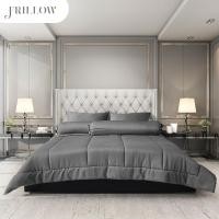 ราคา ชุดผ้าปูที่นอน 5ฟุต 6 ชิ้น FRILLOW สี เทาเข้ม 720TC Cotton Silk (888127600260)