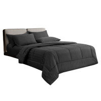 ราคา ชุดผ้าปูที่นอน 6 ฟุต 6 ชิ้น ibed ลายริ้ว Charcoal พร้อมผ้านวมเย็บติด (888113200118)