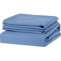 ราคา ผ้าปูที่นอน 5 ฟุต Lunio Microsilk Bedding สีฟ้า Crystal Blue (888170800077)