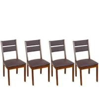 ราคา เก้าอี้ทานข้าวไม้ยางพารา EVERGREEN FURNITURE CC2 46X42X89 CM ไม้สีน้ำตาลเข้ม เบาะหนังสีกรม 4 ตัว / กล่อง (888168100096)