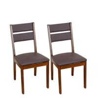 ราคา เก้าอี้ทานข้าวไม้ยางพารา EVERGREEN FURNITURE CC2 46X42X89 CM ไม้สีน้ำตาลเข้ม เบาะหนังสีกรม 2 ตัว / กล่อง (888168100095)