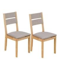 ราคา เก้าอี้ทานข้าวไม้ยางพารา EVERGREEN FURNITURE CC2 46X42X89 CM ไม้สีธรรมชาติ เบาะผ้าสีเทา 2 ตัว / กล่อง (888168100101)