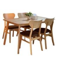 ราคา ชุดโต๊ะอาหาร 4 ที่นั่ง EVERGREEN FURNITURE สีไม้ธรรมชาติ เบาะผ้าสีน้ำตาล (888168100118)