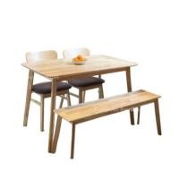 ราคา ชุดโต๊ะทานอาหารไม้ยางพารา EVERGREEN FURNITURE สีไม้ธรรมชาติ เก้าอี้เบาะผ้าสีเทา 2 ตัว + ม้านั่งไม้ยางพารา 1 ตัว (888168100131)