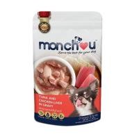 ราคา อาหารเปียกสุนัข MONCHOU TUNA AND CHICKEN LIVER IN GRAVY 70 ก. (1222416)