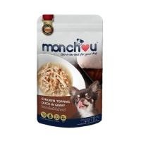 ราคา อาหารเปียกสุนัข MONCHOU CHICKEN TOPPING DUCK IN GRAVY 70 ก. (1222443)