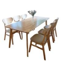 ราคา ชุดโต๊ะอาหาร 6 ที่นั่ง EVERGREEN FURNITURE สีไม้ธรรมชาติ เบาะหนังสีครีม (888168100151)