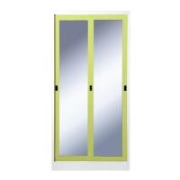 ราคา ตู้เสื้อผ้าเหล็กบานเลื่อนกระจกเงา KIOSK SXW-18/2 91.4 ซม. สีเขียว (1134622)