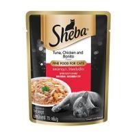 ราคา อาหารเปียกแมว SHEBA DELUXE TUNA CHICKEN AND BONITO FLAVOR 70 ก. (1202666)