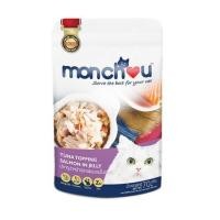 ราคา อาหารเปียกแมว MONCHOU TUNA TOPPING SALMON IN JELLY 70 ก. (1222408)