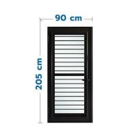 SankyoAlumi ชุดประตูเปิดAluminum 90x205 ซม. พร้อมระบบVentilation ชุดวงกบ-บานพับ-ลูกบิด-โช้ค รุ่น J-TRUST