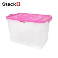 ราคา กล่องเก็บของ มีล้อ ฝาล็อค STACKO 140 ลิตร ฝาสีชมพู (1150060)