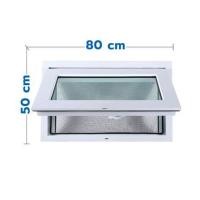 ราคา หน้าต่างบานเปิดกระทุ้ง UPVC มุ้ง HOFFEN 80X50 ซม. สีขาว (1172279)