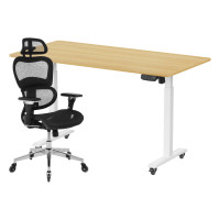 ราคา เซ็ตสุดคุ้มโต๊ะปรับระดับไฟฟ้า มีล้อ LUNIO ERGO SPACE II (SIZE 160 X 80 CM) + เก้าอี้ทำงานเพื่อสุขภาพ ADAM DOT.1 THE 3D ERGO CHAIR (สีดำ) (888170800298)